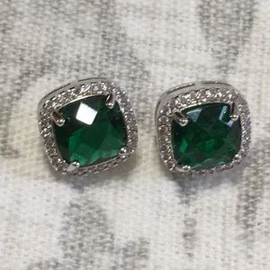 Emerald and Diamond Costume Jewelry Earrings